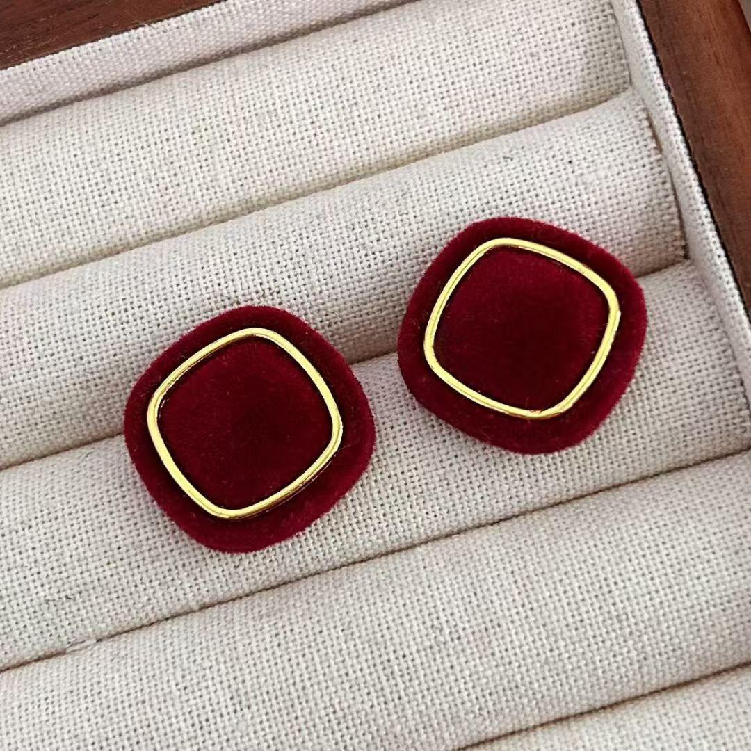 

Серьги с бантом из красного бархата и жемчугом Серебряная игла Анкола - Ретро Высококлассные Осенне-зимние Украшения