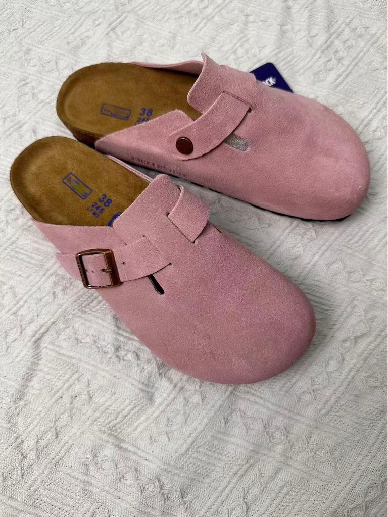 BK Half-Covered Genuine Leather Unisex Slippers with Cork Toe Cap - Versatile Casual Outdoor Wear by Birkenstock