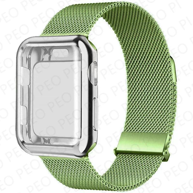 Case+Milanese Loop For Apple Watch Band 44mm 38mm-42mm-40mm Metal Magnetic bands iwatch Series 9 8 7 6 5 4 3 SE 45mm 41mm Strap
