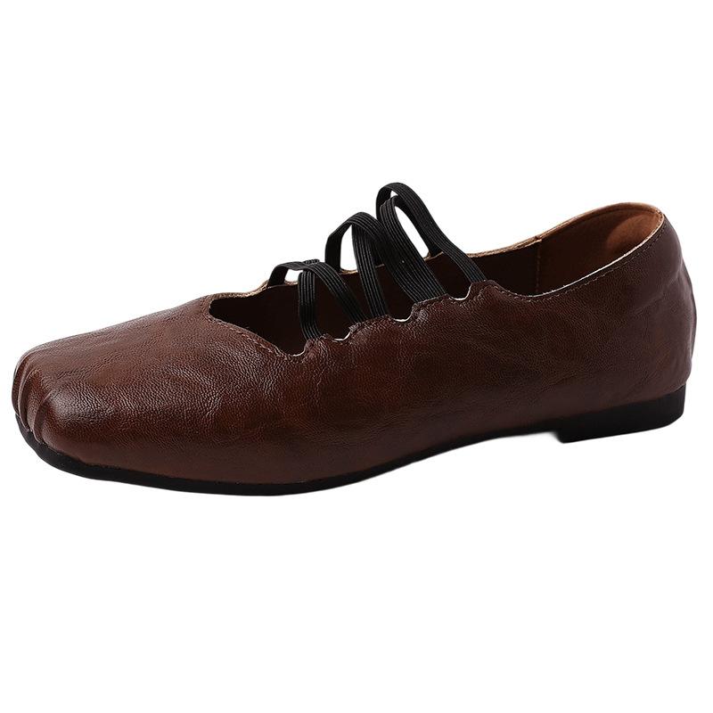 Summer temperament versatile solid color lace-up light mouth single shoes women's autumn fashion retro Mori casual wedge Mary Jane shoes