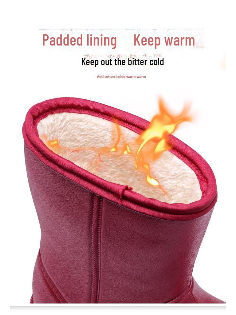 Damen Plüsch Wasserdicht Rutschfest Schnee- & Regenstiefel - Warme EVA Schuhe im koreanischen Stil für Küche, Wäscherei, Arbeit