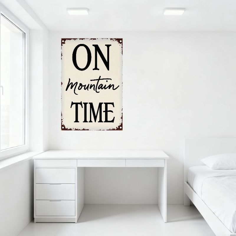 Vintage Mountain Time Metal Tin Sign Distressed Rustic Wall Decor for Man Cave Bar Home Cafe Outdoor Rustic Country Style Art Pl