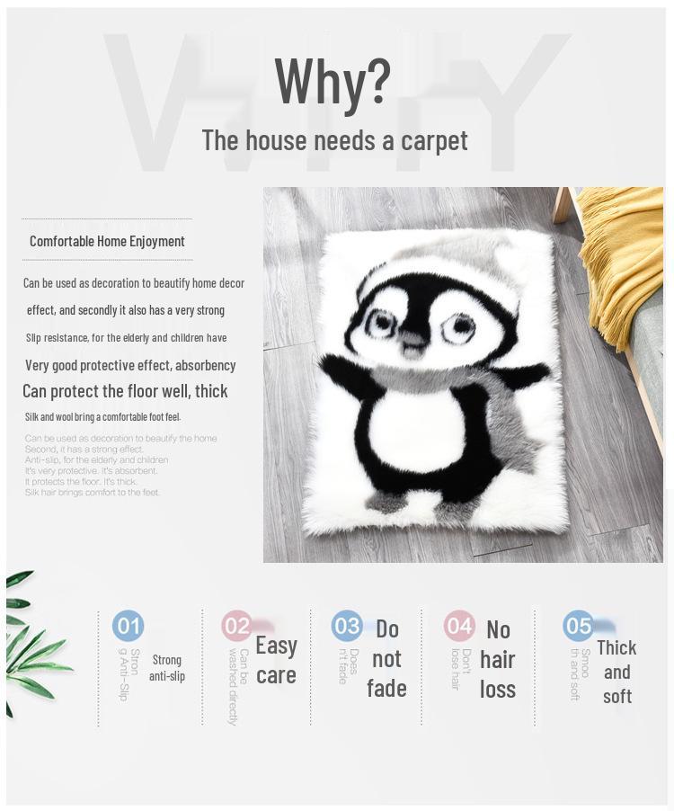2024 Cartoon Rug Seat Cushion: Fashionable Warm Mat for Sofa, Floor & Cold Protection