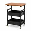 Rolling Storage Cart Multi-Tier Kitchen Organizer Shelf with Wooden Top and Wheels for Bathroom Living Room