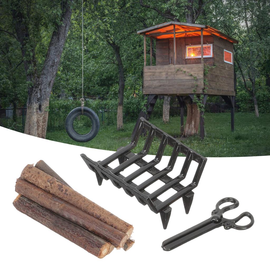 Miniature Dollhouse Firewood Rack Set With Firewood and Tongs For 1/12 Scale Model Scene And Craft Model Project Decors