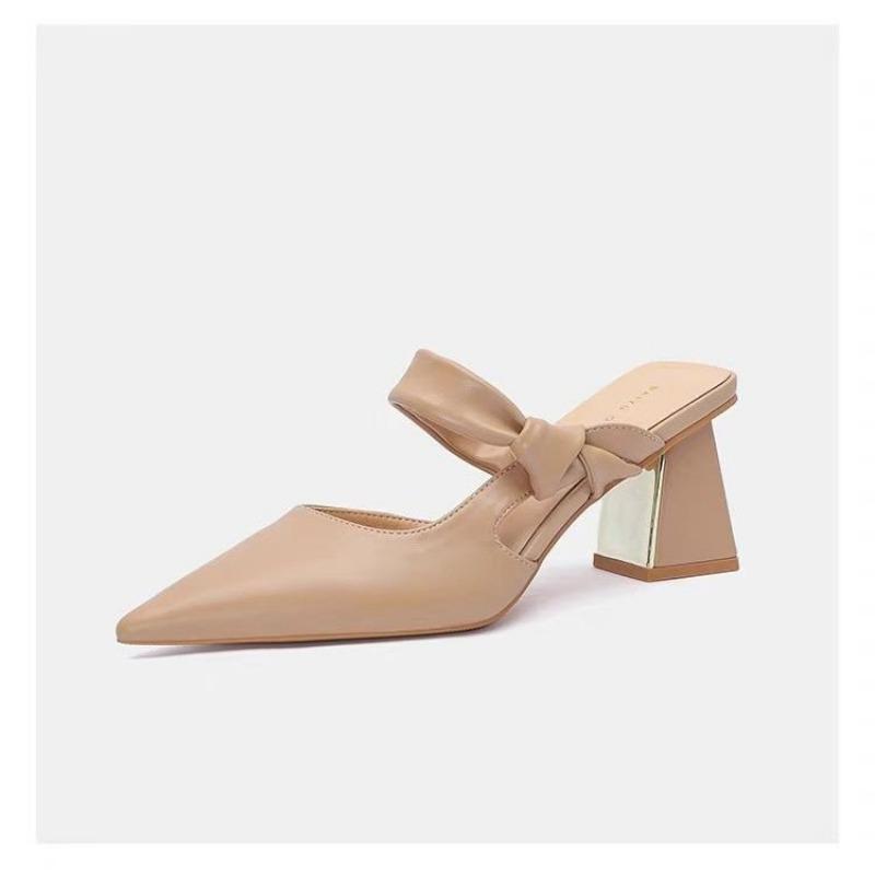 

Женские тапочки и женские сандалии кожаные сексуальные шлепанцы обувь с острым носком мюли Ева корейский стиль шикарные элегантные в продаже 34 телесный