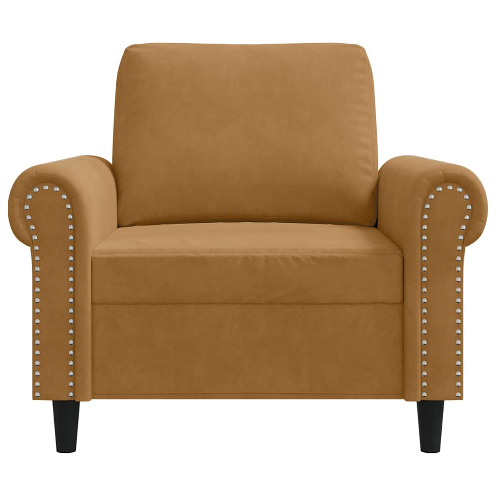 Vidaxl Armchair, Brown, 60 Cm, Upholstered In Velvet