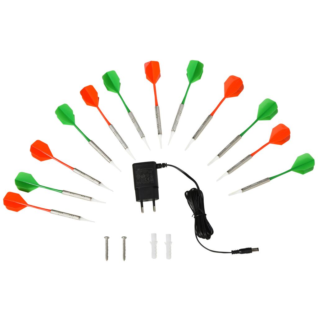 Electronic Dartboard, 27 Games, up to 8 Players, LED Lights, Black Speaker