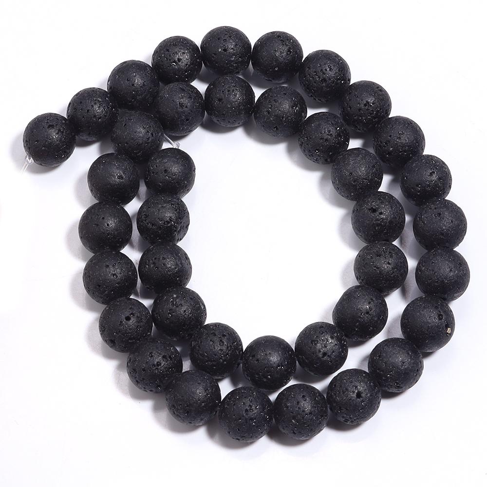 4/6/8/10/12mm Natural Black Lava Volcanic Stone Beads Loose Spacer Round Beads For Jewelry Making DIY Bracelet Necklace Gifts