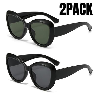 2PACK New Women Cat Eye Sunglasses Retro Premium Sun Glasses Men Protection Fashion Eyewear Luxury Brand Design Outdoor Glasses