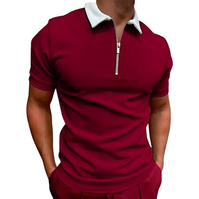 Men's Short Sleeved Polo Shirt, Fashionable Zipper Polo Shirt, Casual Slim Fit, Breathable, Fashionable and Casual in Summer