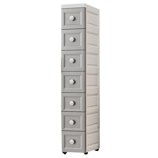 Slim Storage Cabinet Multi-Tier Tall Narrow Storage Cabinet with Wheels Drawers Rolling Multi-Drawer Organizer for Small Spaces Bathroom Bedroom