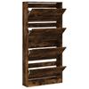 Shoe Cabinet with 4 Doors Smoked Oak Finish 80 x 21 x 163.5 cm