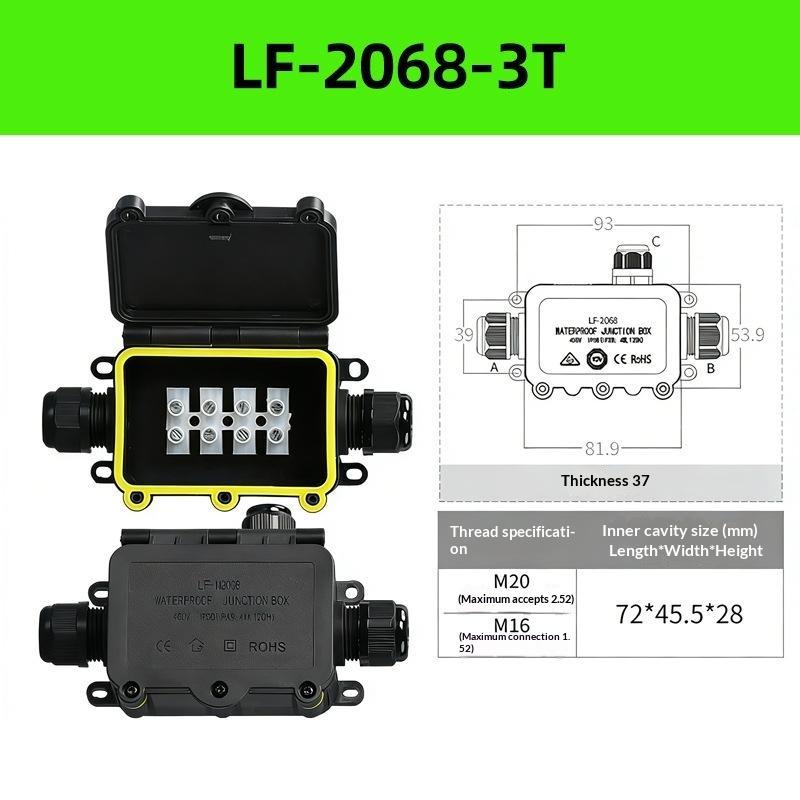 IP66 Waterproof Junction Box with 3mm-6.5mm Cable Connector Sealed Flame Retardant for Garden Security Camera Wiring