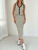 2026 Women's Casual Striped Knit Top & Skirt Set: European & American Spring/Summer Sleeveless Two-Piece