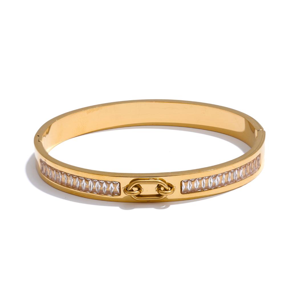 

Yhpup High-Grade Zirconia Round Bracelet Bangle Arrivals Unique Stainless Steel Chic Charm Jewelry Waterproof Gift