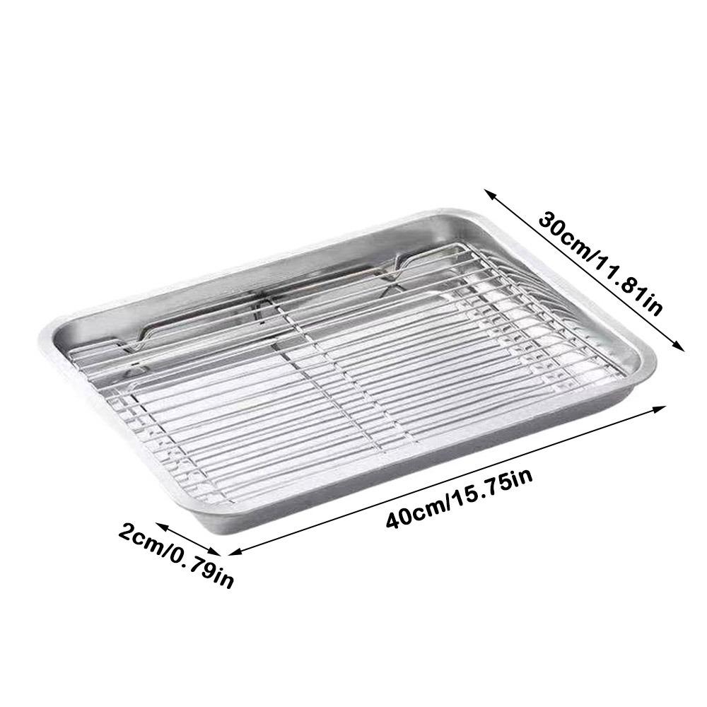 Removable BBQ Tray with Cooling Rack Oven Rack Stainless Steel Baking Pan  for Cooking Roasting