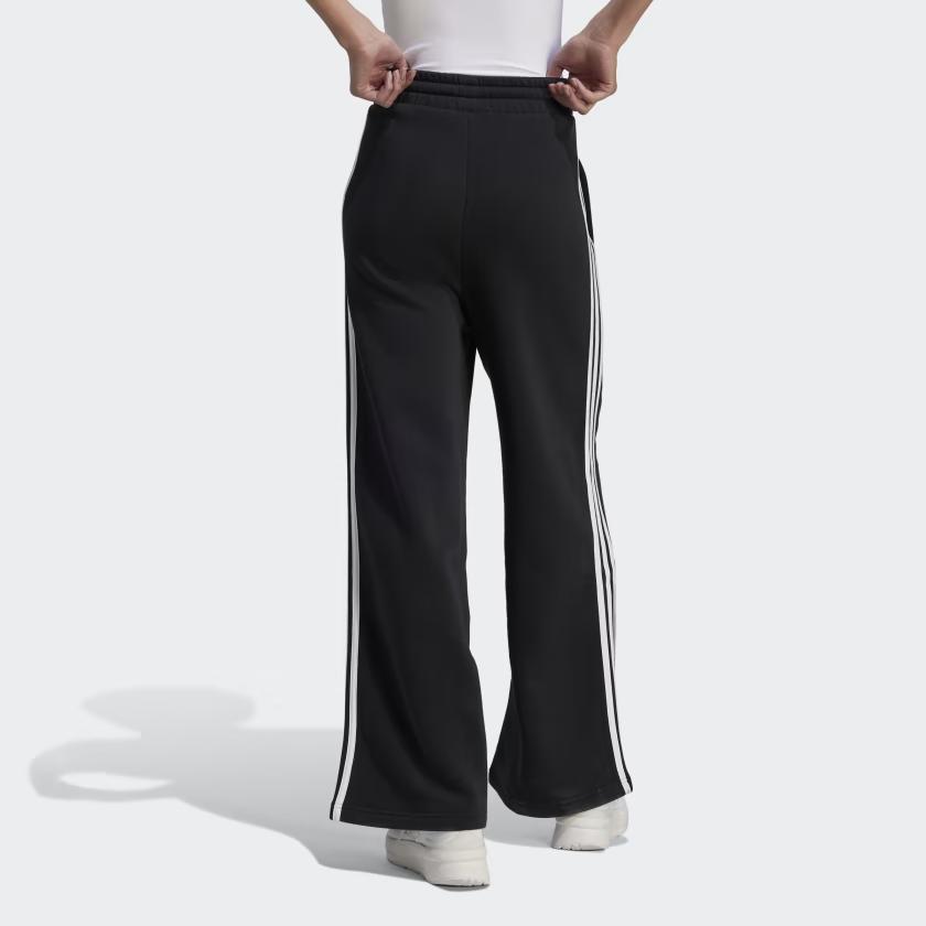 adidas Essentials 3 Stripes French Terry Wide Pants Black White Women's Lifestyle Pants HZ5747