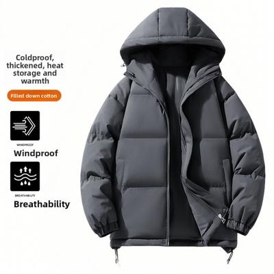 Down and Cotton Jacket, Men's Winter New Loose and Warm Couple Jacket, Trendy Thick Hooded Bread Jacket