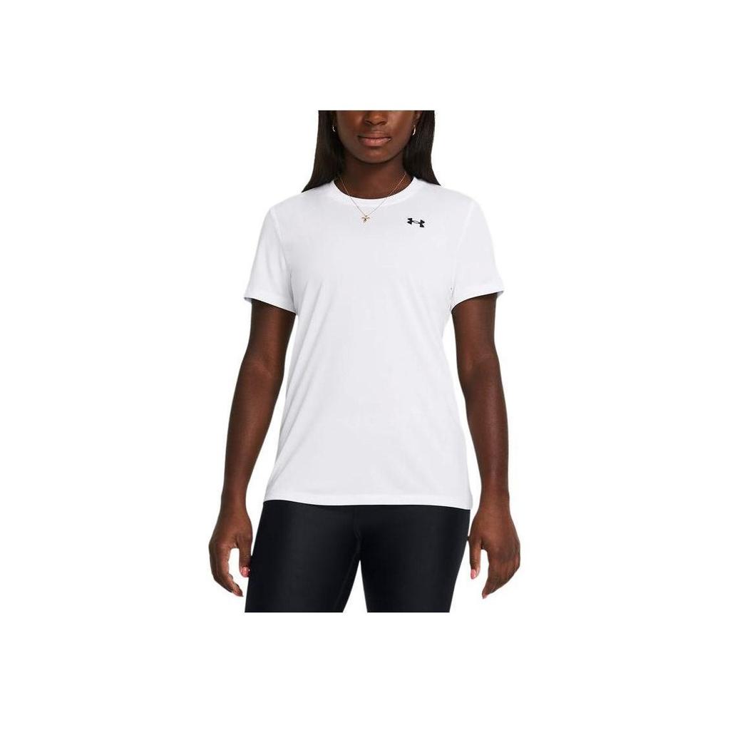 Under Armour Logo Print Casual Crew Neck Short Sleeve T-Shirt Women T-Shirt White 1384231-100