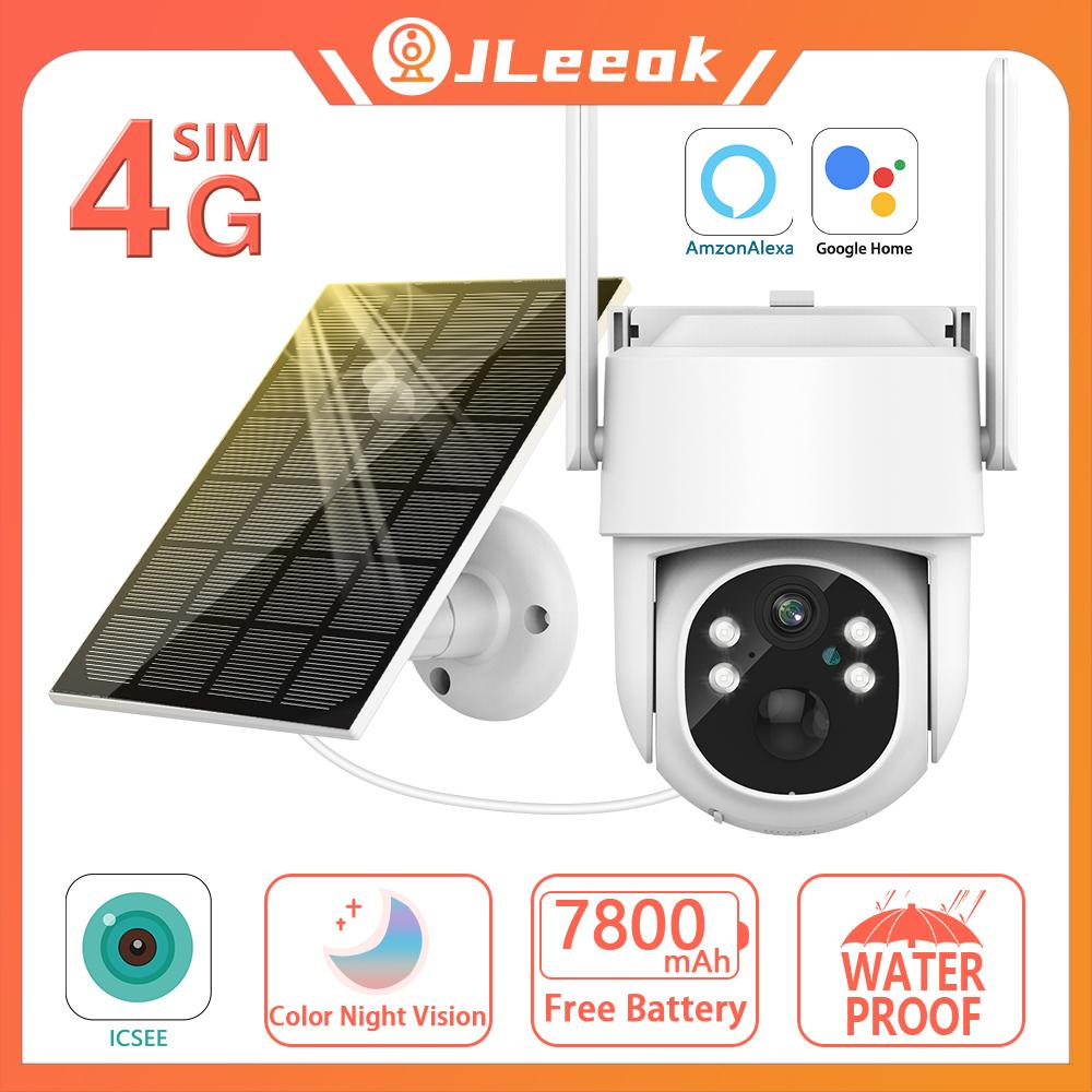 

Jleeok уличная 5MP 4G беспроводная 4 Вт солнечная Wi-Fi встроенная батарея IP-камера PIR обнаружение движения PTZ CCTV ICSEE домашняя ИК-камера Securtiy
