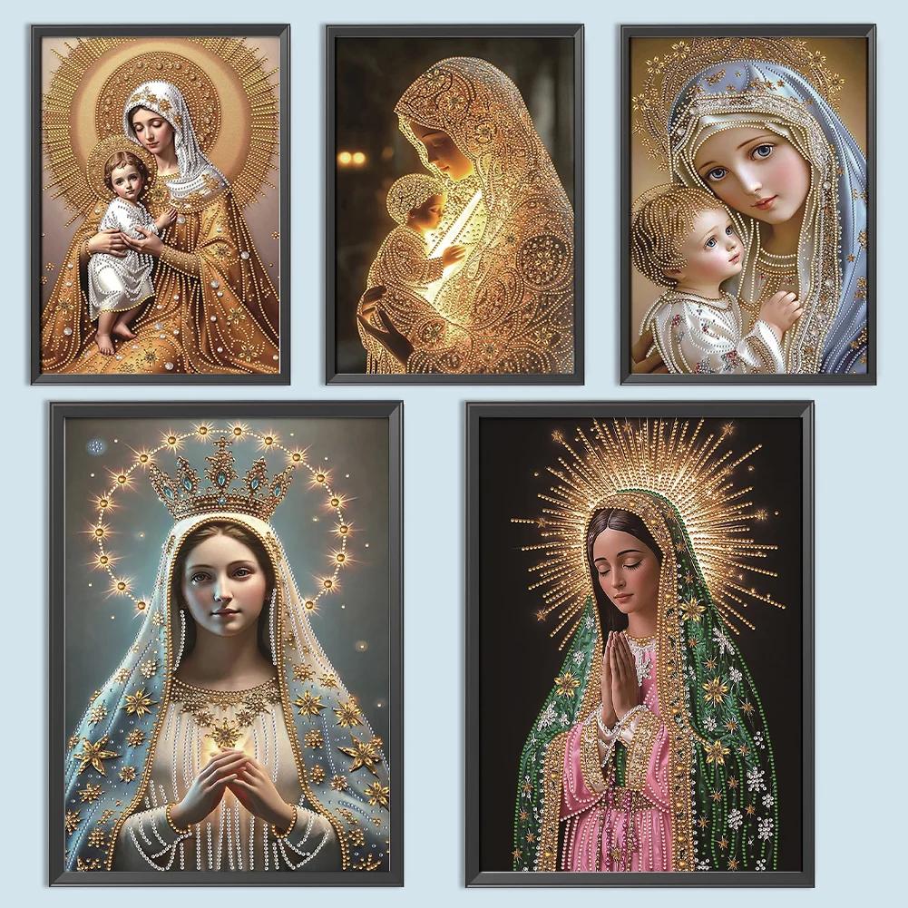 Marian Religion Diamond Painting Kit 30x40cm for Adults Beginners Gift 5D DIY Embroidery Crystal Rhinestone Art, Home Wall Decor