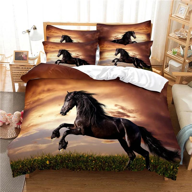 

Warm Trendy 3d Horses pet Dog pug Sets For 100 Polyester Fiber 3 Pcs Dropship Bedclothes Bedset Single Double Quilt Comforter (quilt)-EU Single(135*200cm)3pcs