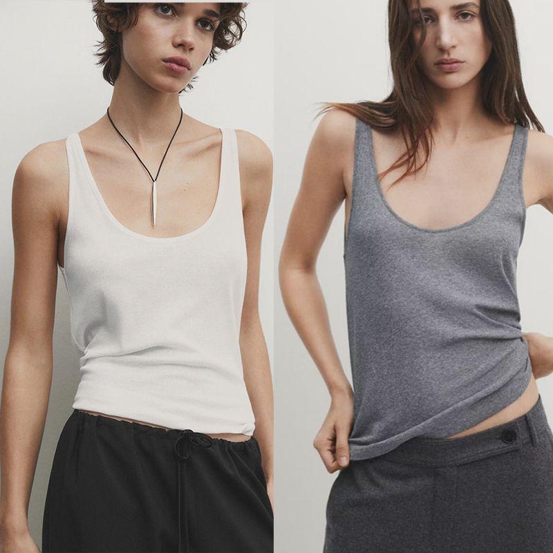 Women's Clothing Basic Style Inner Rib Pure Cotton U-Collar Semi-Transparent Tank Top Sleeveless T-shirt Women's Organic Cotton Xinjiang Long Velvet