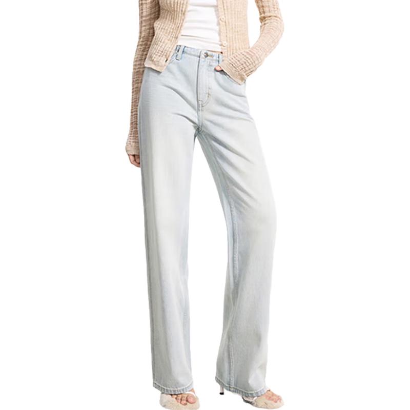 Jinyujie Women s Retro Loose Fit Wide-Leg Jeans M / 27