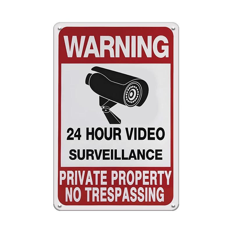 

Vintage Tin Sign Retro Warning Metal Sign Video Surveillance Signs No Trespassing Sign Poster For Garage Home Man Cave Wall Deco 20x30cm（7.8x11.8inch）