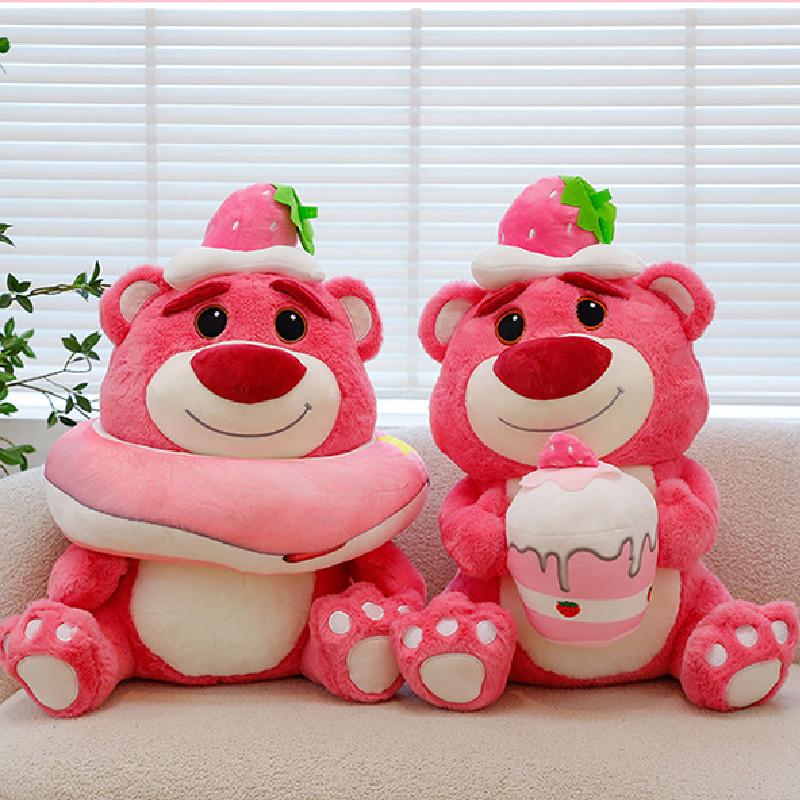 Entzückender Plüsch-Erdbeerbär Dessert-Spielzeug Niedlicher Donut-Kuchen Kuscheltier Puppe
