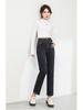 2026 Spring Women's High-Waisted Straight Leg Nine-Length Jeans with Elastic Waistband
