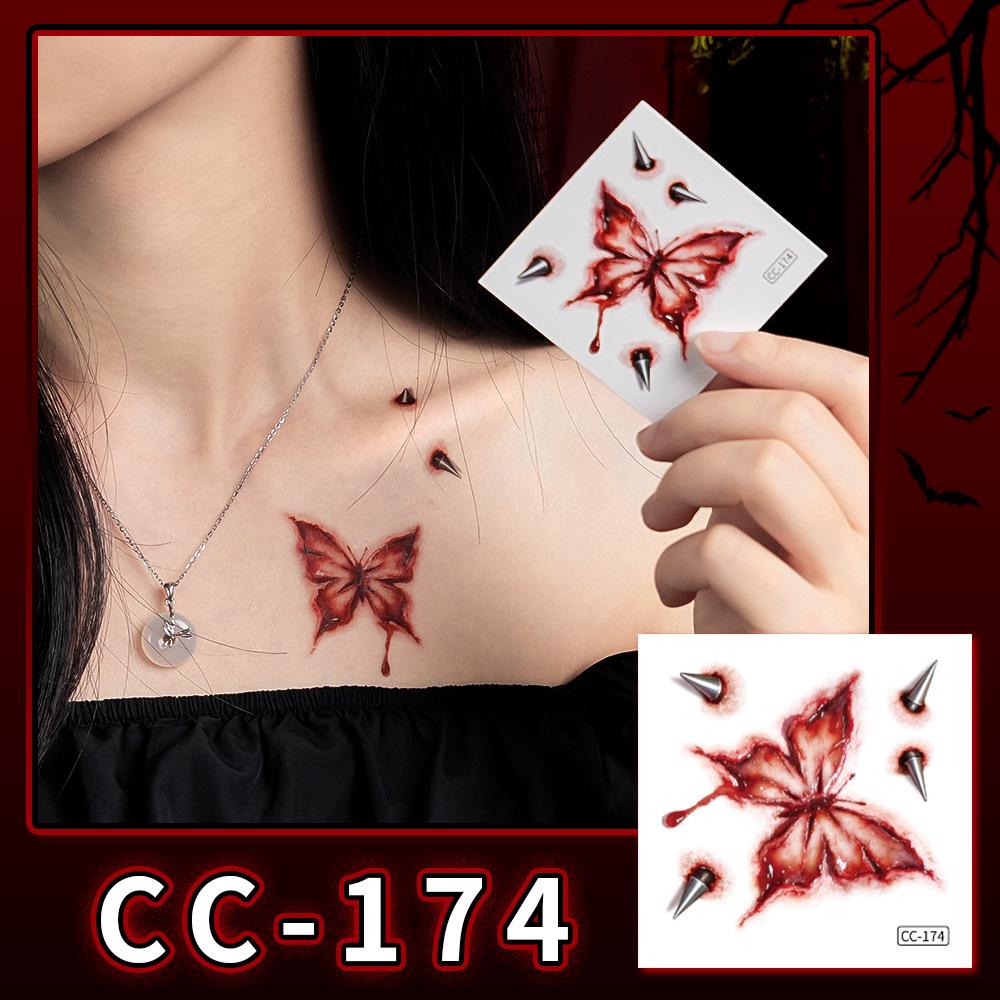 Nuovi Tatuaggi Impermeabili di Halloween Horror Cicatrice Faccia - Adesivi Trucco Opachi per Feste Festival