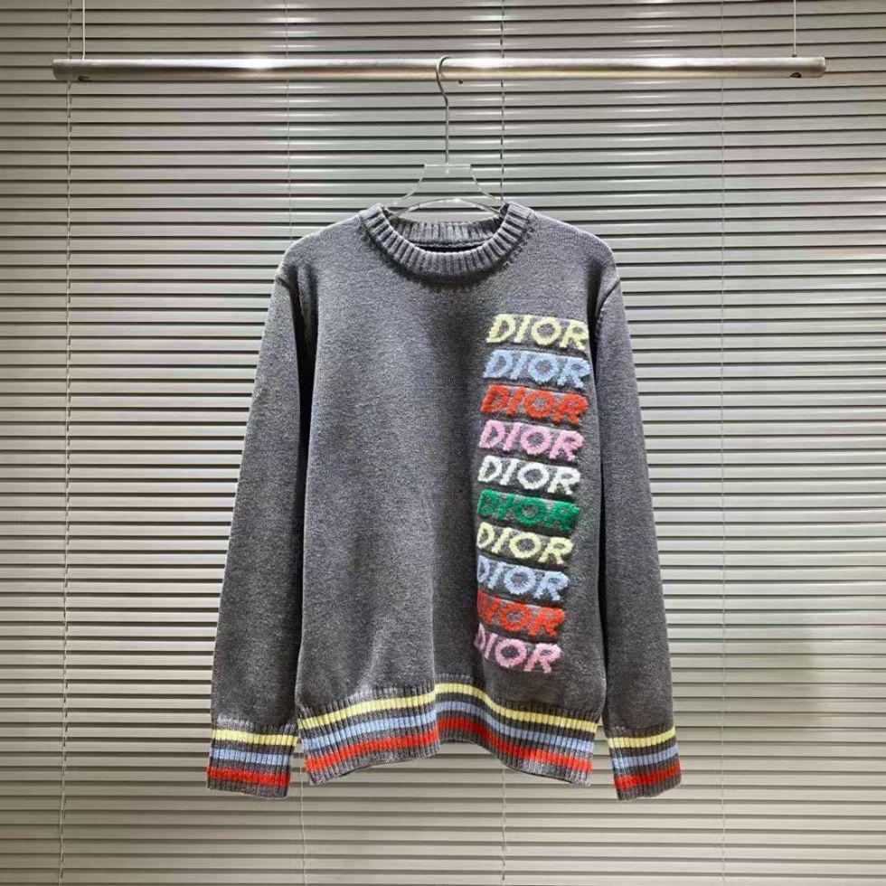 2025 Autumn/Winter Luxury Rainbow Logo Knit Sweater, Unisex Loose Casual Round Neck Top