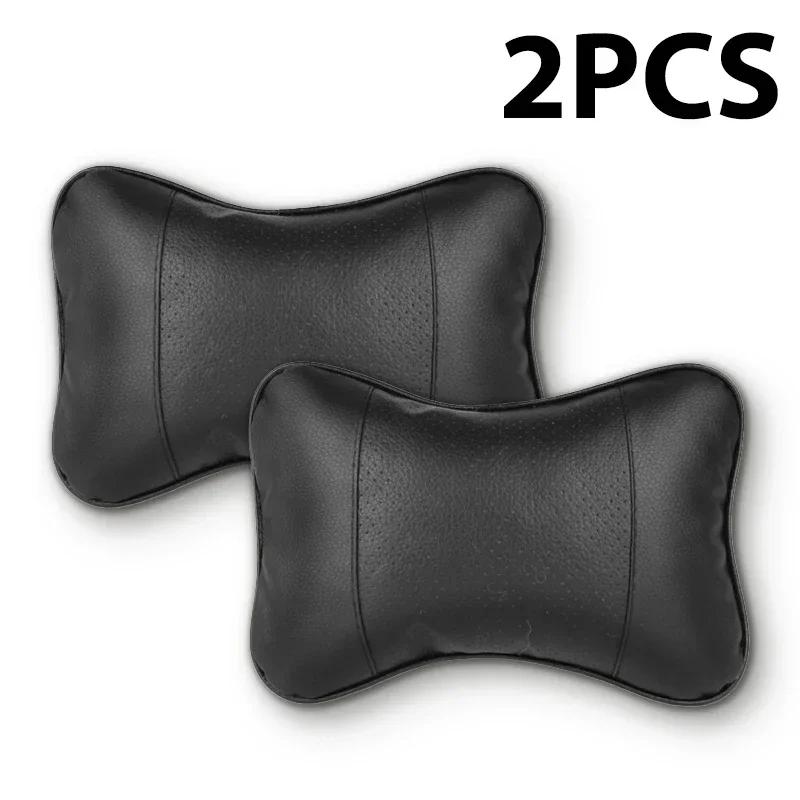 

2pcs Car Seat Headrest Universal PU Leather Auto Interior Head Rest Pillows Shoulder Protector Travel Neck Support Soft Pillow
