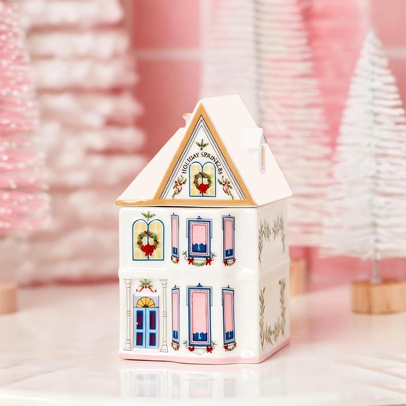

Colorful Holiday Village Spice House Set Mini Christmas Gingerbread Houses Jar Festive Decor Kitchen Countertop Christmas Candle