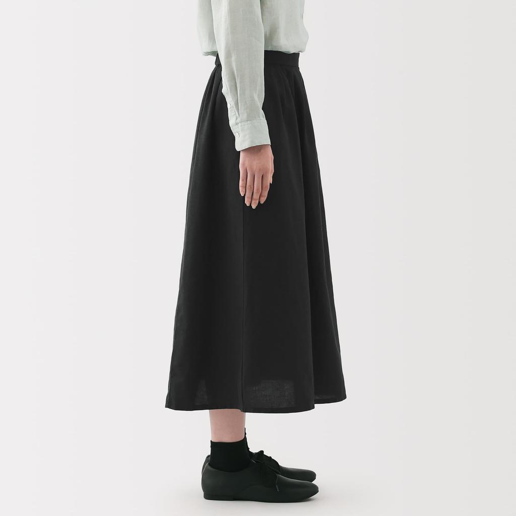 MUJI Hemp Cotton Easy Long Size M Women's Skirt, BE1VBA5S, Black,