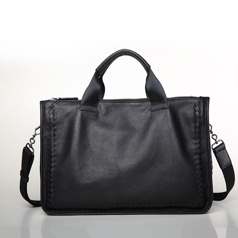 Heren Leren Geweven Schapenvacht Laptop Schoudertas en Aktetas