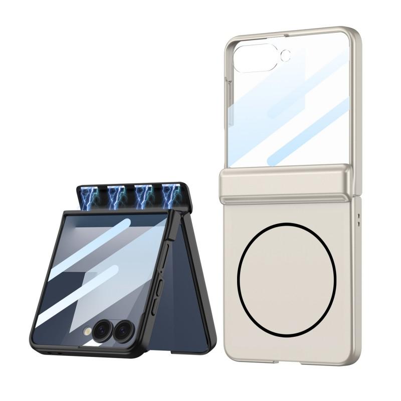 Magnetic Hinge Case With Screen Protector Galaxy Z Flip 8 7 Slim PC Cover MagSafe-Compatible Ring