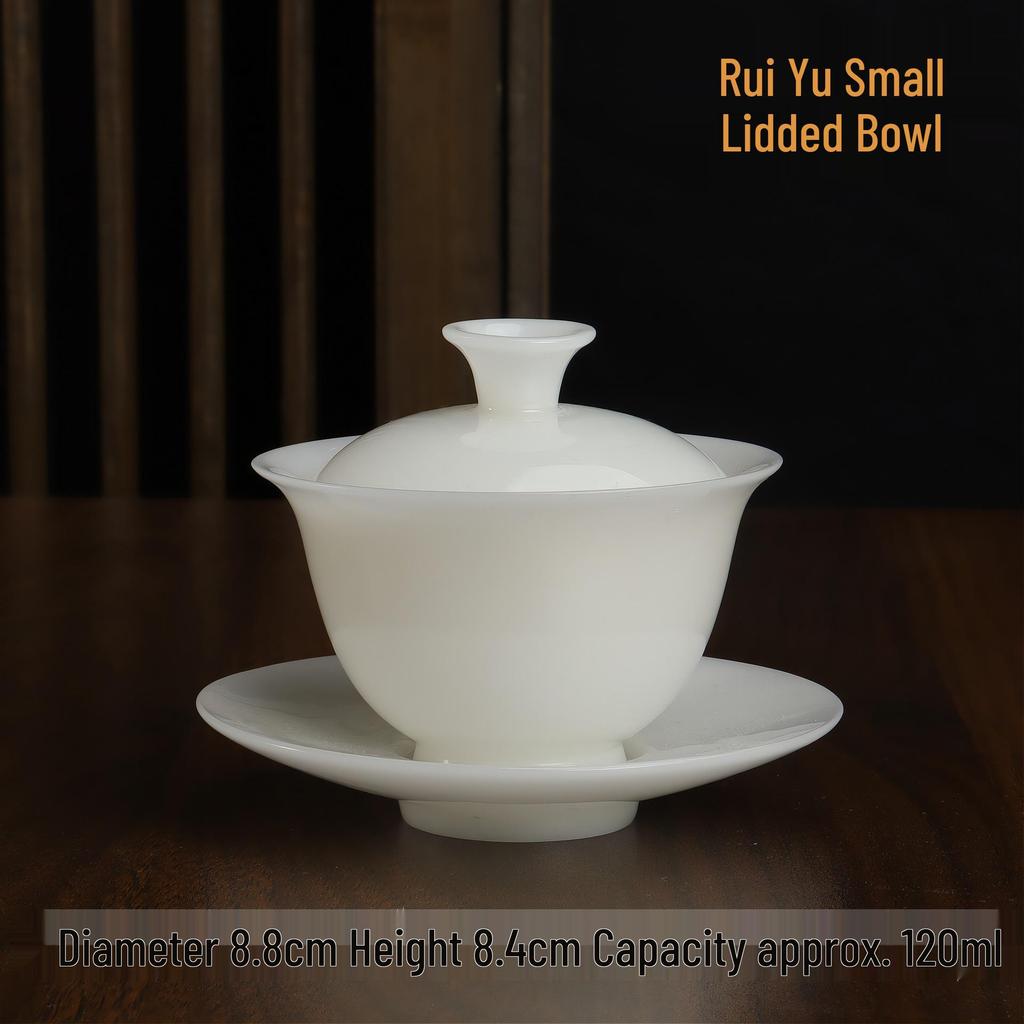 Unpolished Jade Porcelain 120ml Tea Brewing Bowl - Pure White, Ice Type, Lidded for Home Use.