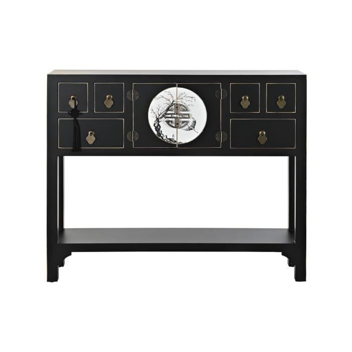Table d'appoint - 95 x 26 x 79 cm - Noir doré - Métal blanc - MDF