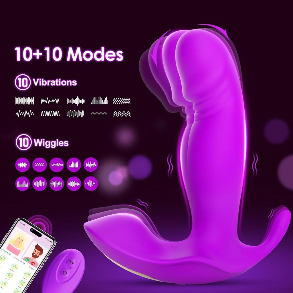 Wearable G Spot Dildo Vibrators Adult Sex Toys for Women or Men, App Remote Control Panty Mini Vibrator with 10 Quickly Wiggling And Vibrating Modes