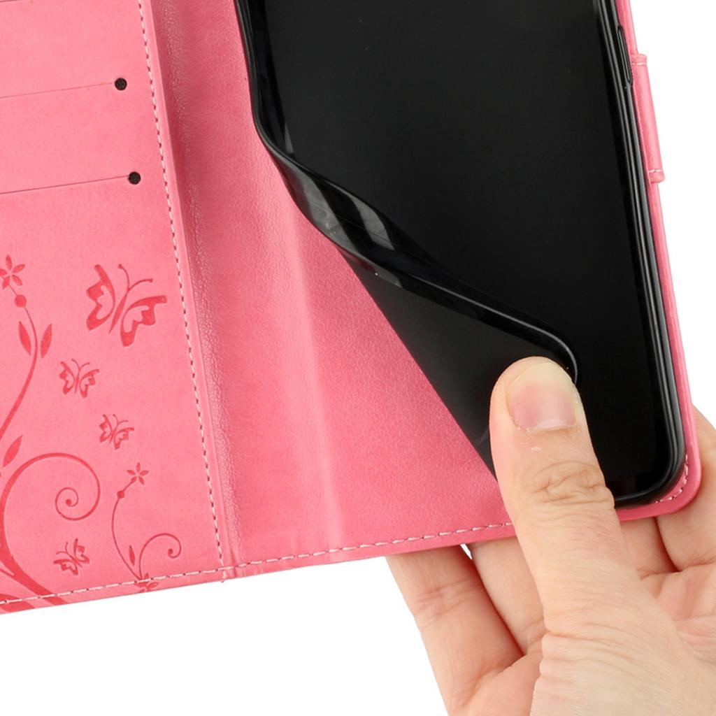 For Honor 400 Lite 5G Leather Wallet Case Butterfly Flower Imprinted Phone Cover with Strap