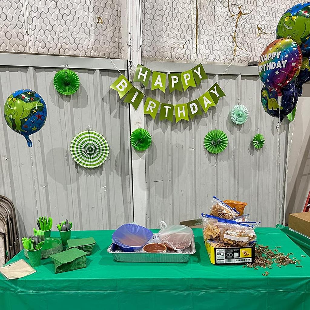 Green Happy Birthday Banner With White Letters, Swallowtail Design Hanging Signs Party Decorations