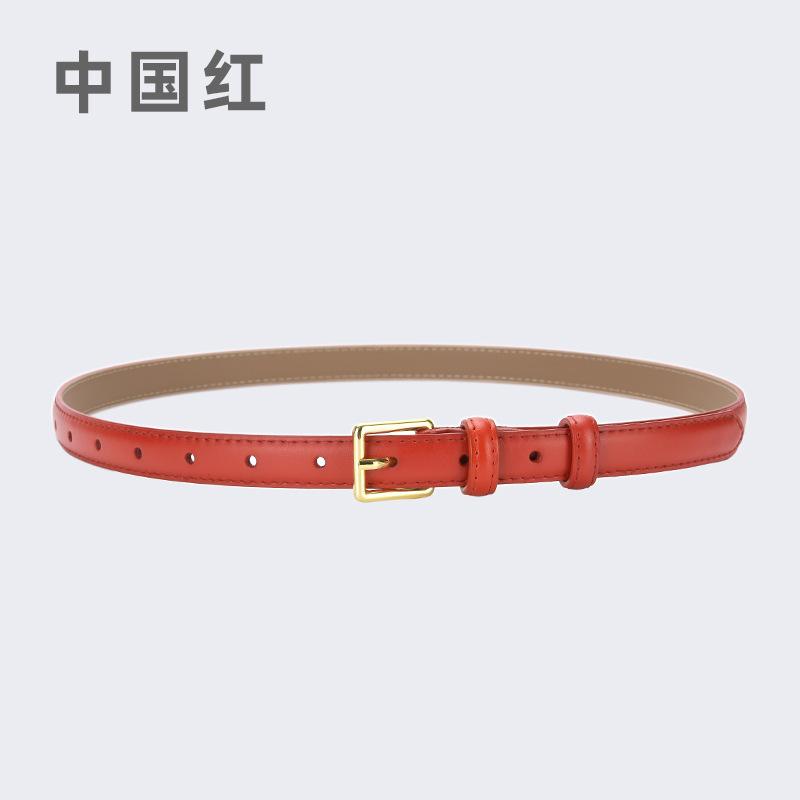 Women'S Belt Women'S Leather Decoration With Skirt Simple Cowhide Pin Buckle Jeans Belt Women'S Black Tide
