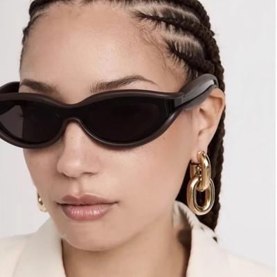 Y2K Vintage Luxury Cat Eye Sunglasses Double Color Designer Shades for Women Men Punk Small Frame