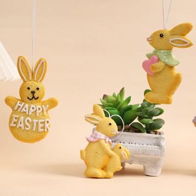Creative Resin Rabbit Hanging Pedant Yellow Rabbit Hanging Figurine Easter Bunny Ornament Easter Decoration