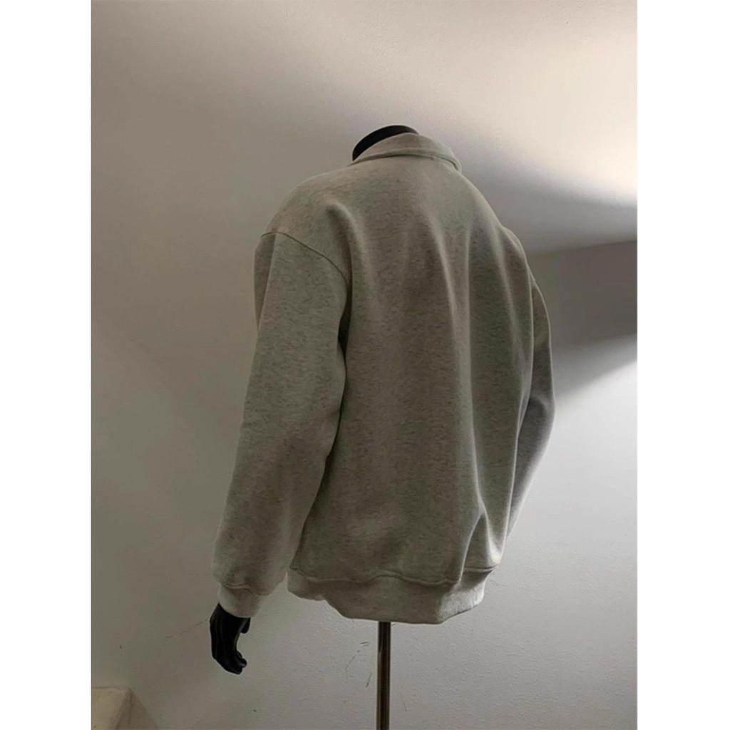 American Men's Fleece-Lined Polo Shirt: Heavyweight, Long-Sleeve, Turn-Down Collar for Autumn/Winter.