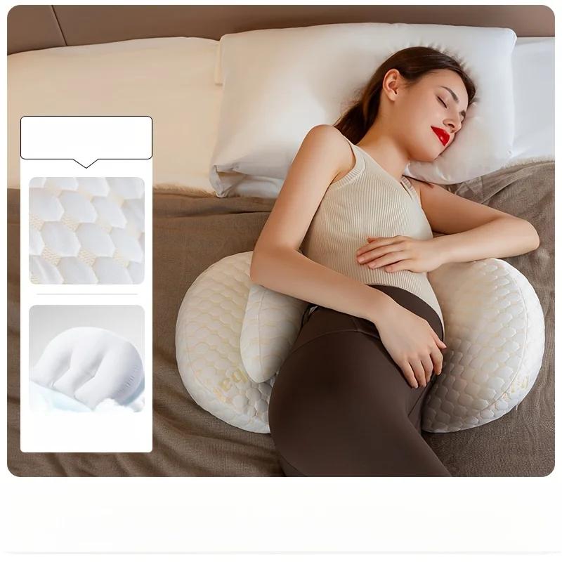 Adjustable U-Shaped Pregnancy Pillow-Soft-Touch Full Body Support Cushion Removable Cover Portable Back Pillow for Side Sleeping