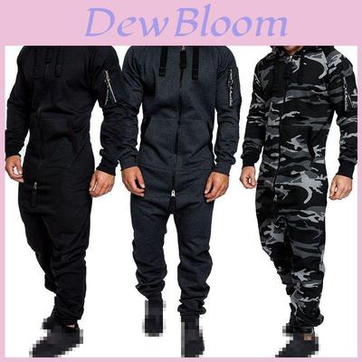 Herren Camouflage Jumpsuit mit Kapuze und Reißverschluss Perfekt für den täglichen Gebrauch